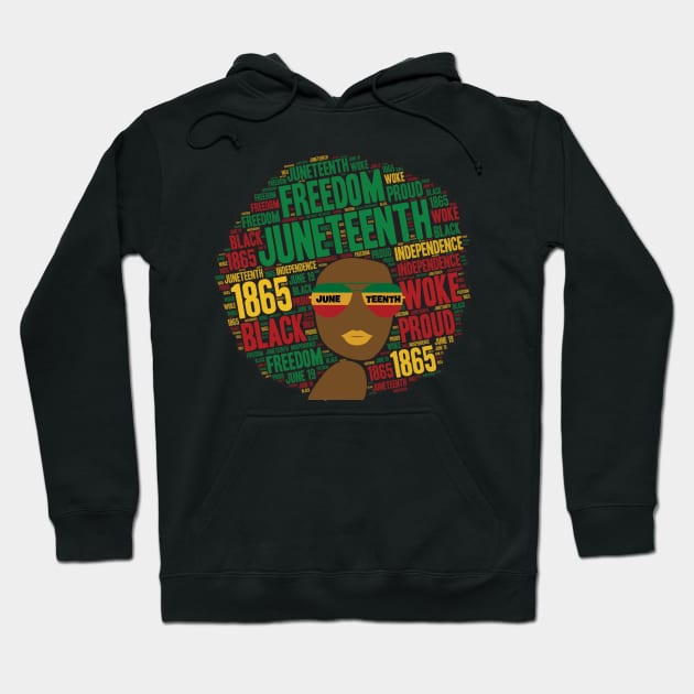 Juneteenth Black Woman Afro Hoodie by blackartmattersshop